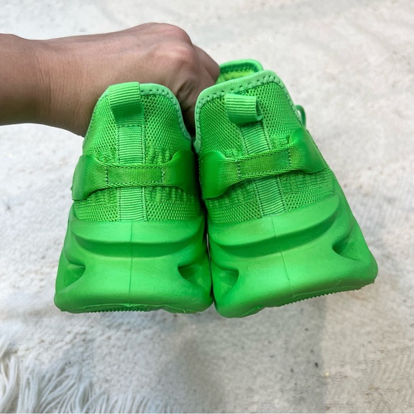 Azalea Wang Sneakers Neon Green Mesh Sock Bubble Lace Up Shoes 8 - Picture 4 of 8